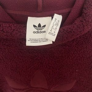 Burgundy Teddy & Fleece Adidas Pullover Hoodie